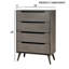 Commode ronde moderne de style Mid-Century avec pieds fuselés et quatre tiroirs encastrés, finition grise-47373627