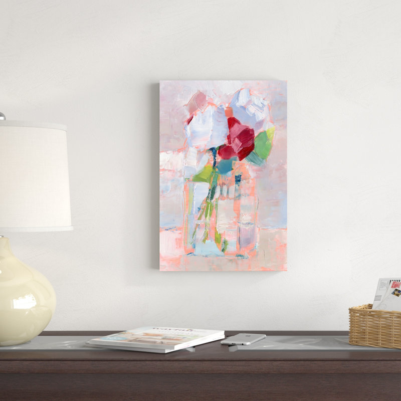Fleurs abstraites dans un vase I, H 18 po x l 12 po x P 1,25 po