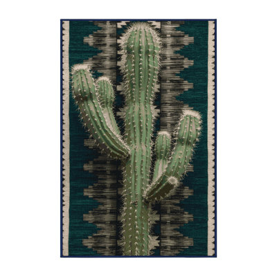 Washable Silver Cholla Southwestern Area Rug