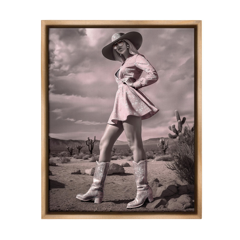 «Glam Cowgirl In Dress Floater Frame» par Ziwei Li sur, Cadre flottant orme Montalcino, H 21 po x l 17 po