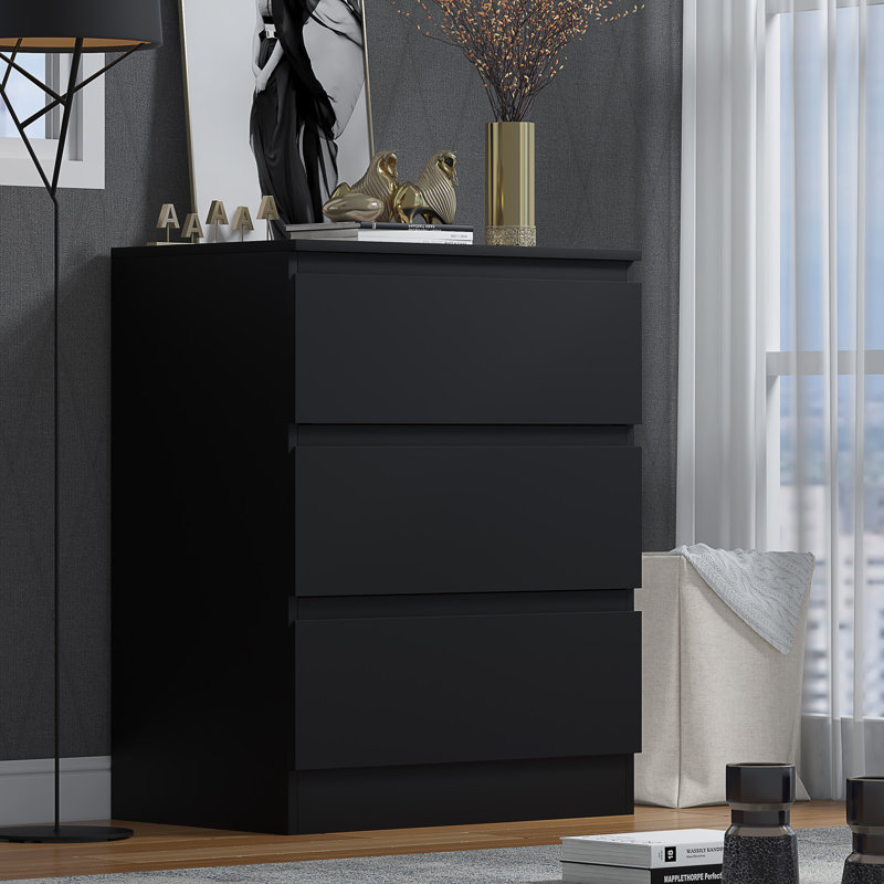 Warren 3 Drawer 60cm W Chest of Drawers , Black