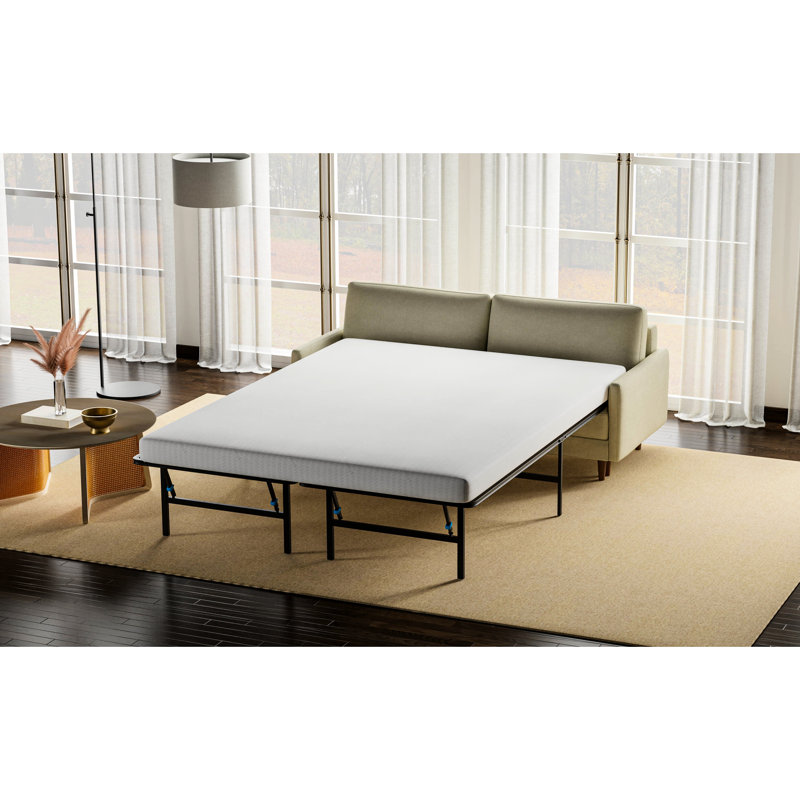 Matelas pour lit simple avec mousse à mémoire de forme de 1 po et fond tricoté antidérapant à haute densité de 3,72 po - blanc et gris avec base à glissière de soutien - blanc / gris