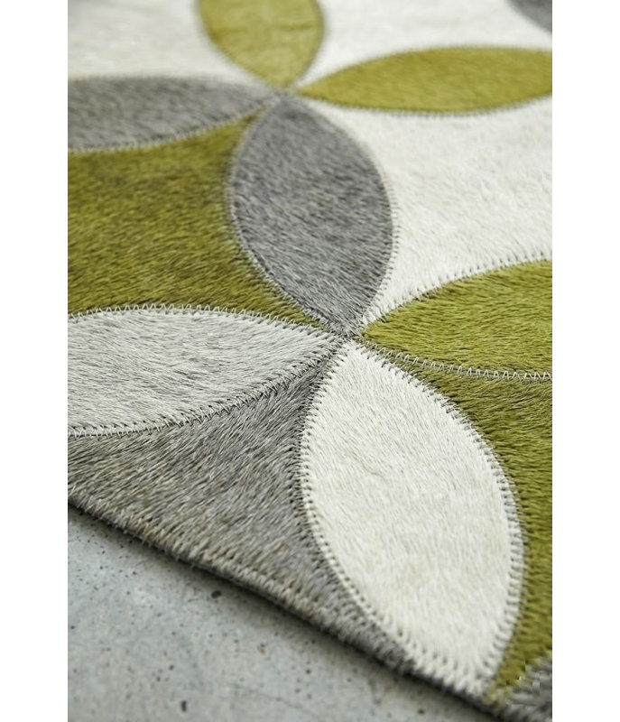 Tapis Abani Rugs Hide HID390A Chartreuse Gris à motifs circulaires superposés Soriano, 4 pi x 6 pi