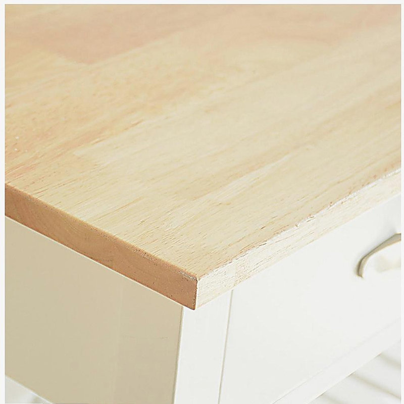 Kitchen Island and Kitchen Trolley, Rubberwood Tabletop, with Two Lockable Wheels for a Mobile Kitchen Island, Simple Design for Easy Storage and Access, Two Drawers Provide Unique Storage Space for Special Kitchenware.
