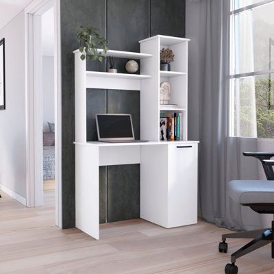 Muncy Computer Desk With Ample Work Surface, Hutch Storage And Single Door Cabinet With 3-Tier Shelves (Desk)