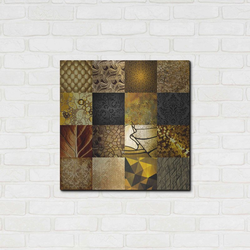 Art mural en métal Brayden Studio® «Tiles Decor Gold» par GraphINC, H 24 po x l 24 po