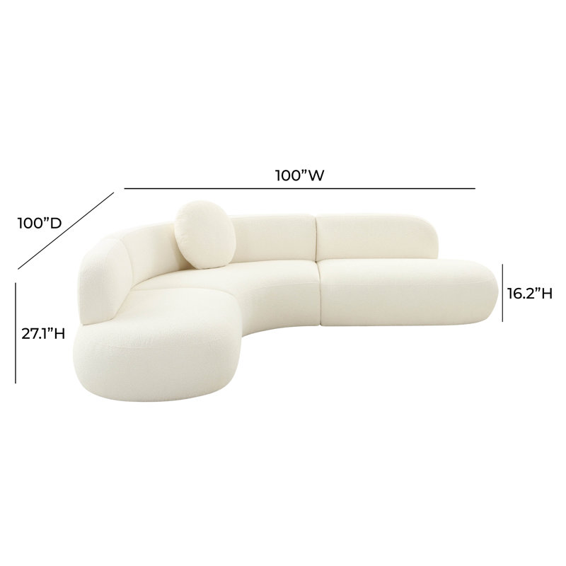 Chyrisse Upholstered Curved Sectional Symmetrical, Cream Boucle