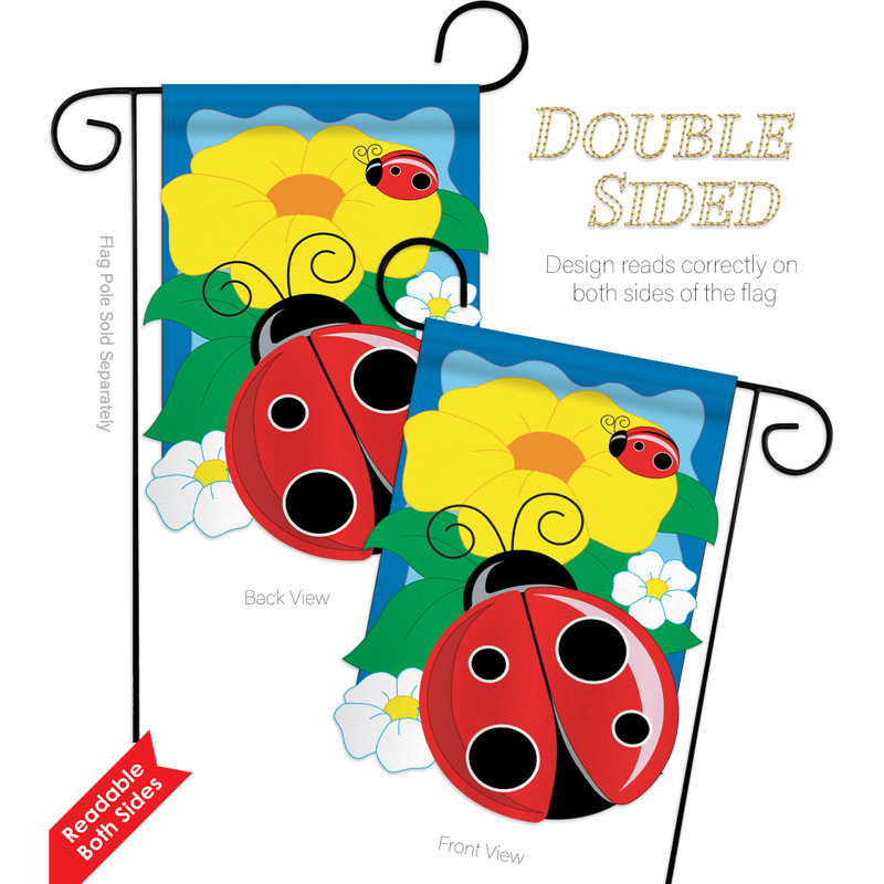 Coccinelle friends et grenouilles en polyester de 2 côtés 19 x 13 po drapeau de jardin