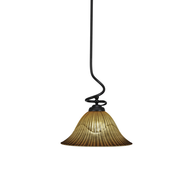 Luminaire suspendu Capri de couleur noir mat avec verre tigre de 14 po