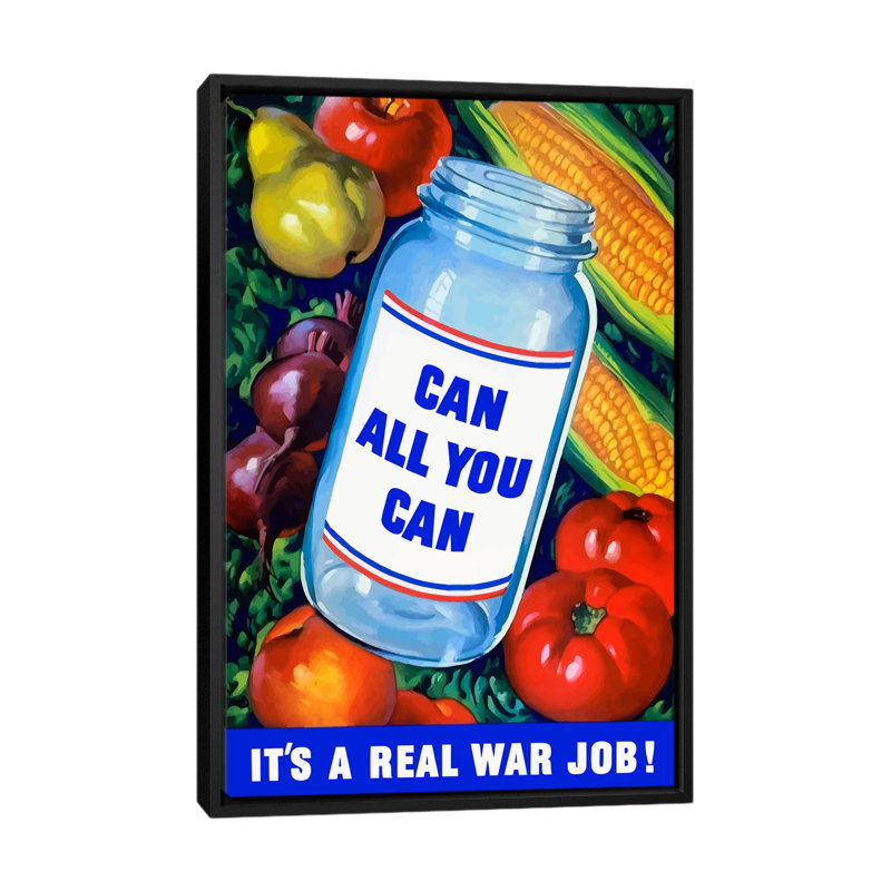 « canning war poster », affiche rétro sur toile, H 26 po x l 18 po x P 1,5 po, Toile avec cadre noir, Pas de tapis
