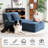 Bean Bag Chair Lounger with Ottoman Large Bean Bags Chaise Lounge Reading Chair for Adults Beanbag Sofa Couch with Foam Filled for Living Room,Bedroom Office Washable Cover Blue-392565147
