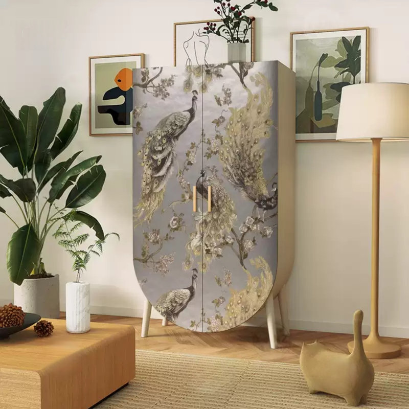Armoire de rangement moderne à double porte, Argent / blanc ivoire