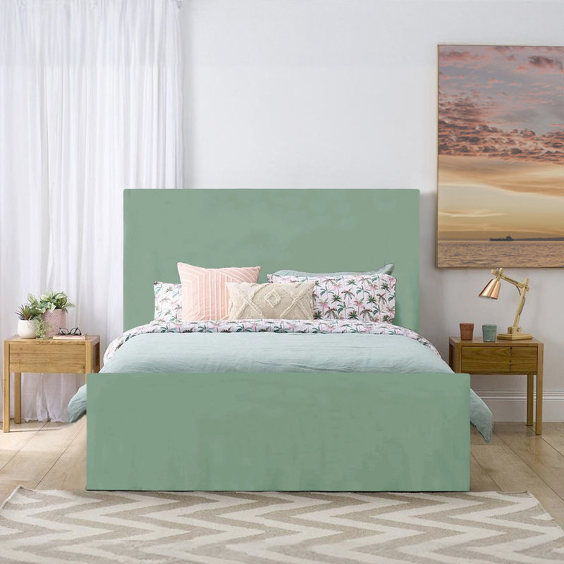 Amed Upholstered Ottoman Storage Bed, Double (4'6), Duck Egg