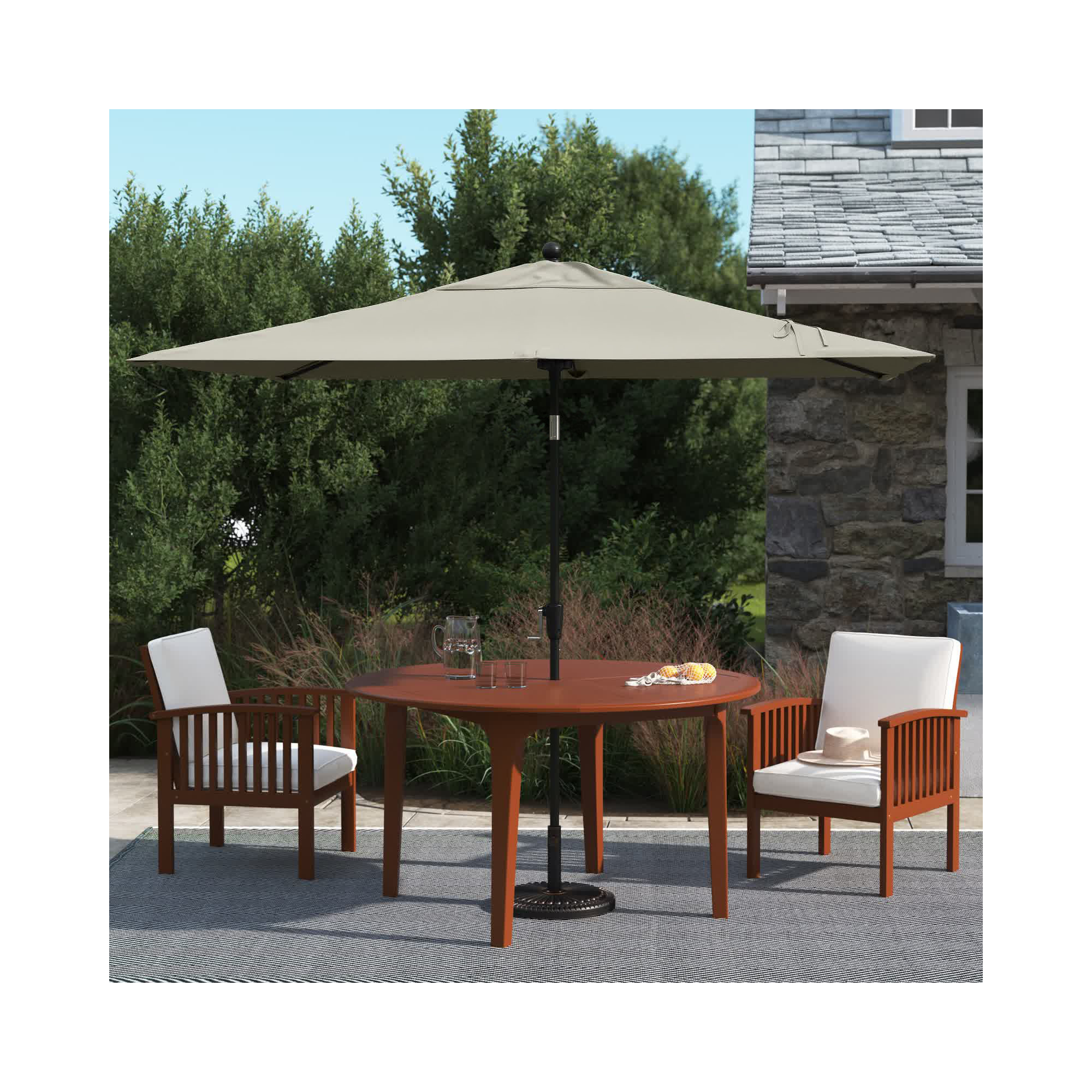 Natalie 103'' Outdoor Umbrella, Canvas Natural Sunbrella® Canvas, Black Sapphire