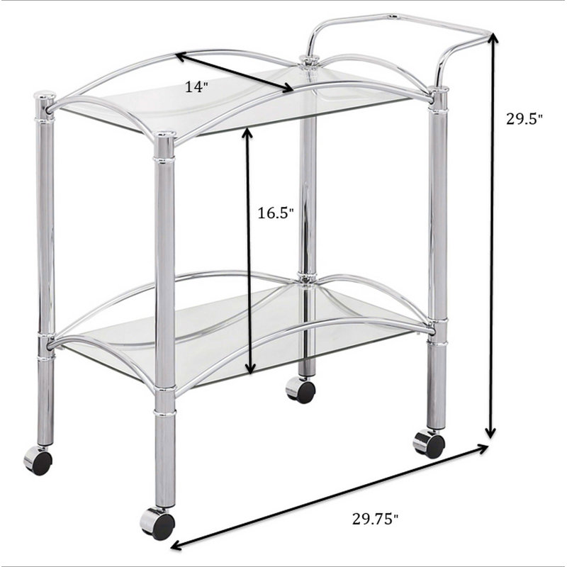 Porch & Den 2-Tier Rectangular Glass Shelf Metal Bar Cart