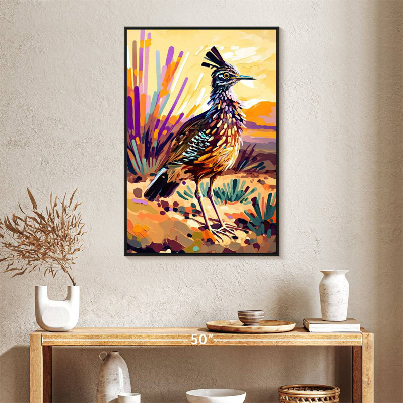 Roadrunner du désert, 25 po x 37 po, Cadre flottant noir