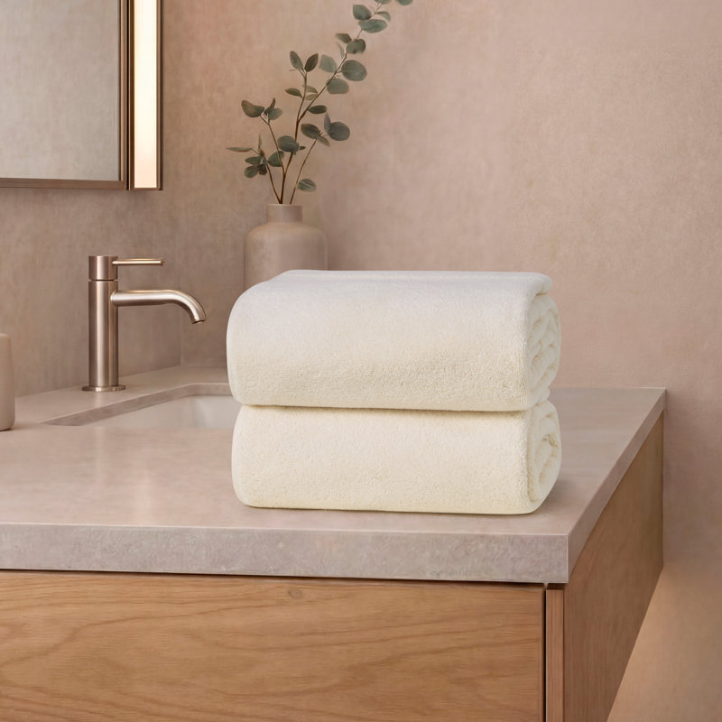 French Connection Solid Dobby Bath Sheets, Whisper White