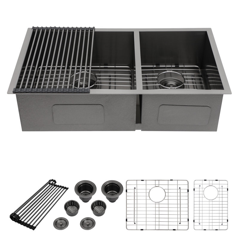 Évier de cuisine de ferme encastrable avec accessoires L 33 po x l 19 po