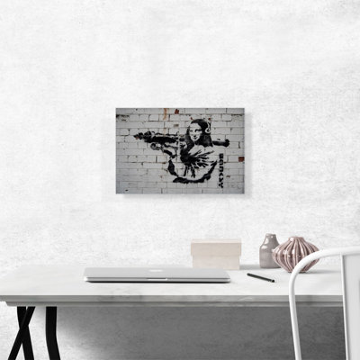 «Mona Lisa with Rocket Launcher» par Banksy, reproduction d'art sur toile tendue