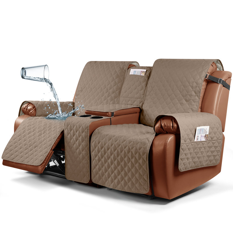 Housses pour causeuse inclinable avec console Kyrstie, Mélange de polyester brun clair