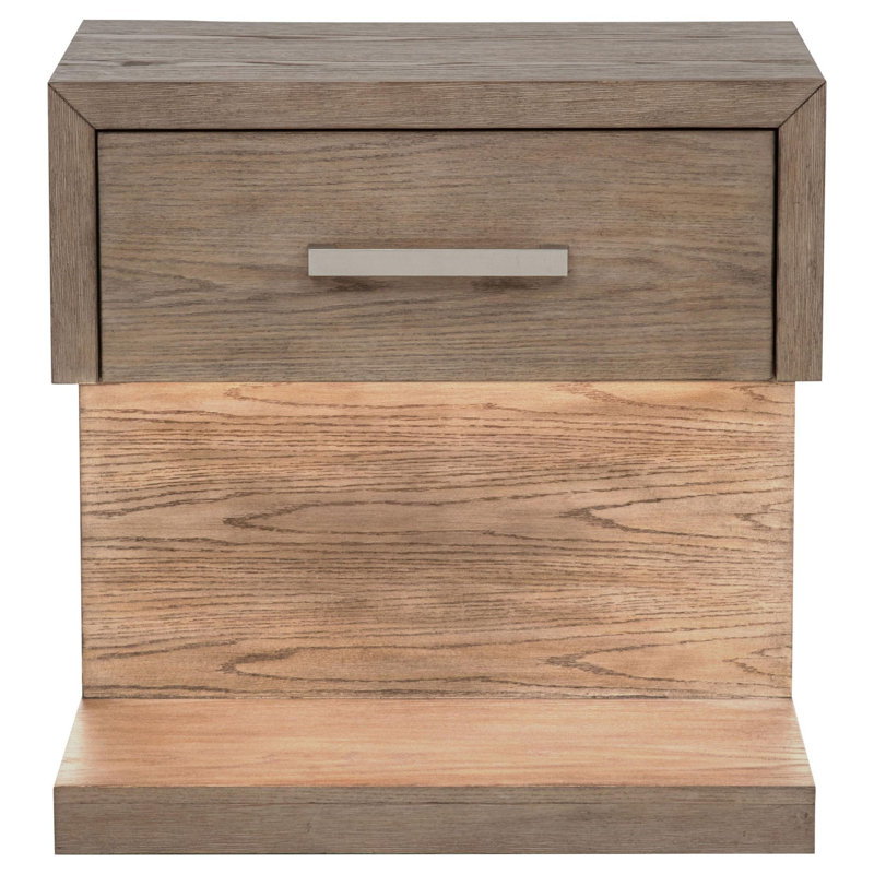 Gursevak 1-drawer Nightstand Bedside Table Barley Brown