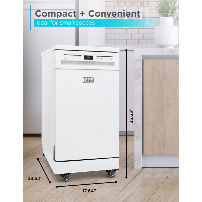 BCDP-Series BLACK+DECKER Portable Dishwasher, 18 Inches Wide, 8 Place Setting, White