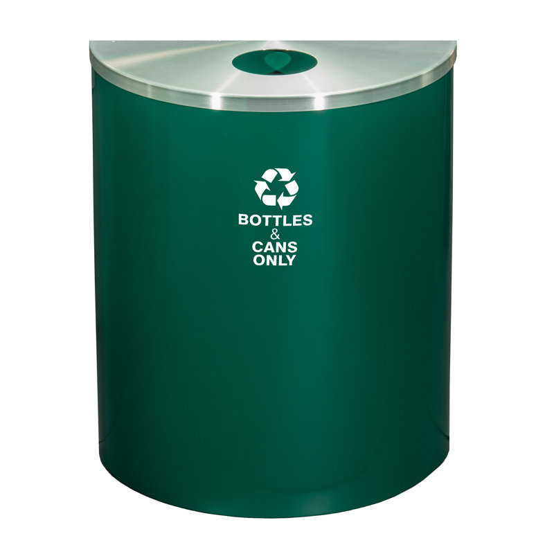 Poubelle, 29, Vert forêt / aluminium satiné, H 28,5 po x l 24 po x P 12 po