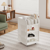 Kitchen Island Cart With Spice Rack & Locking Casters, Simple Design Mobile Kitchen Storage Islands