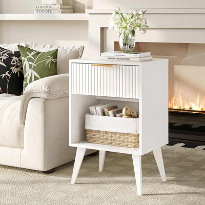 Open Storage Recessed Bedside Table