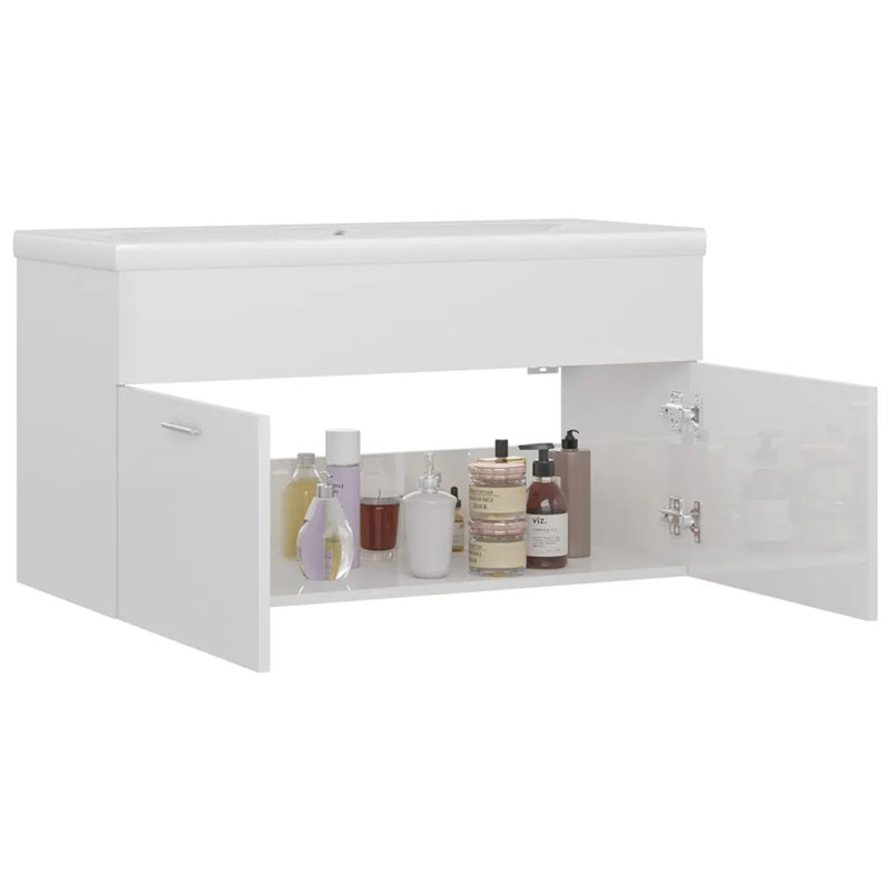 Saona Wall Hung Single Vanity Unit, 900mm, Gloss White