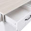 Chariot pour îlot de cuisine avec compartiment poubelle, comptoir à feuilles tombantes, support à épices, porte-serviette, tablette fixe, rangement classique blanc, côté-2032654639