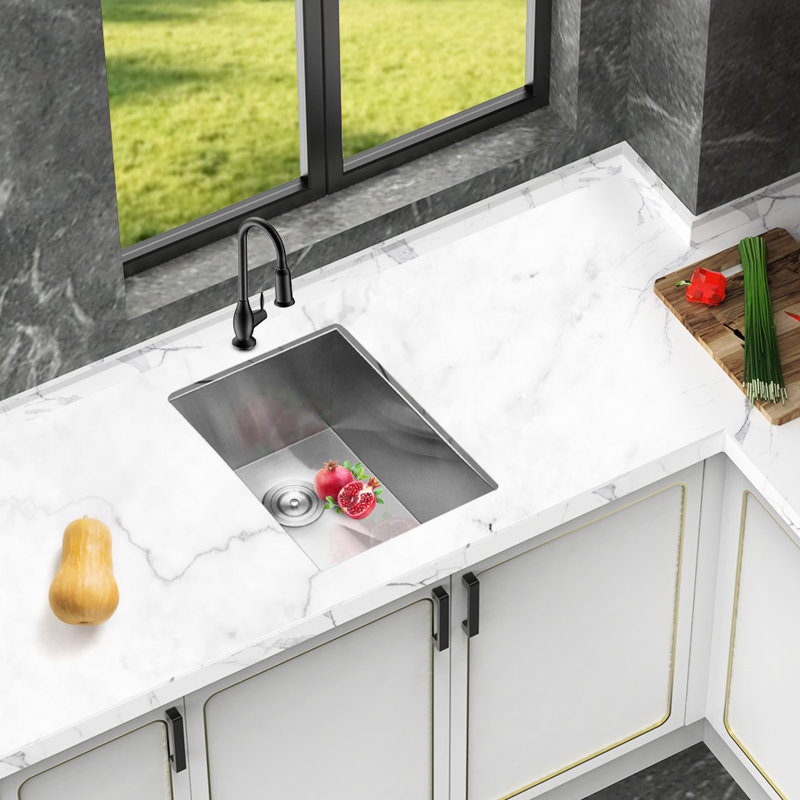 15 Inch 16 Gauge Stainless Steel Undermount Kitchen Sink, 9 Deep Single Bowl, X - Shaped Drain, Coating To Avoid Dampness, 3Mm Pad 15" Sink In Steel, Water Flow, And Pad, With Drain Assembly