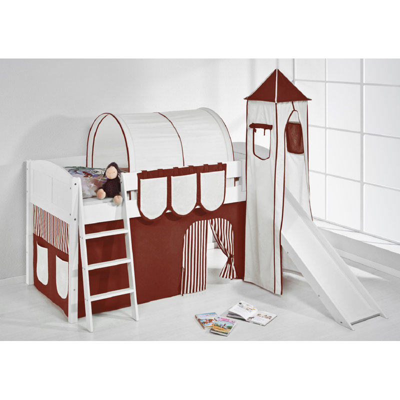 Basic Mid Sleeper Bed with Curtain, Brown/Beige