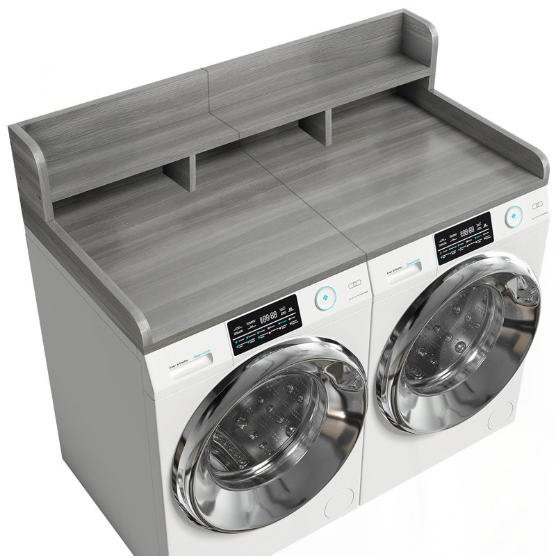 Comptoir de laveuse-sécheuse 54 po avec rangement, Gris / Blanc