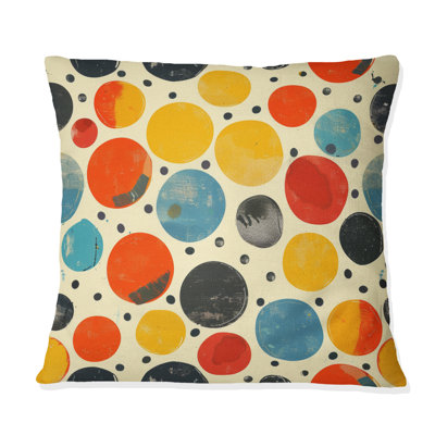 Orange Green Polka Dots III - Polka Dots Throw Pillow