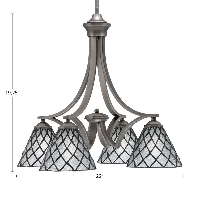 Lustre 4 lumières Zilo présenté en finition graphite avec verre 7 "Diamond Ice Art