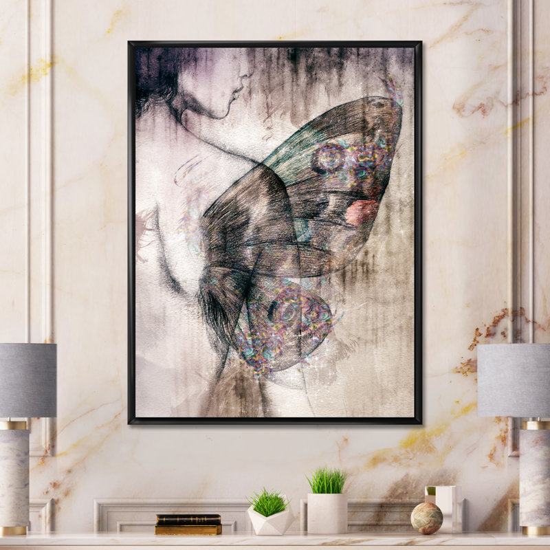 «Abstract Design Portrait - Glam», reproduction d'art sur toile, H 12 po x l 8 po, Toile avec cadre flottant noir