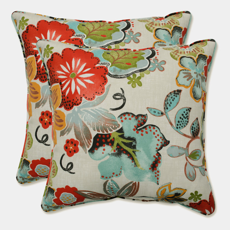 Floral Outdoor Reversible Throw Pillow