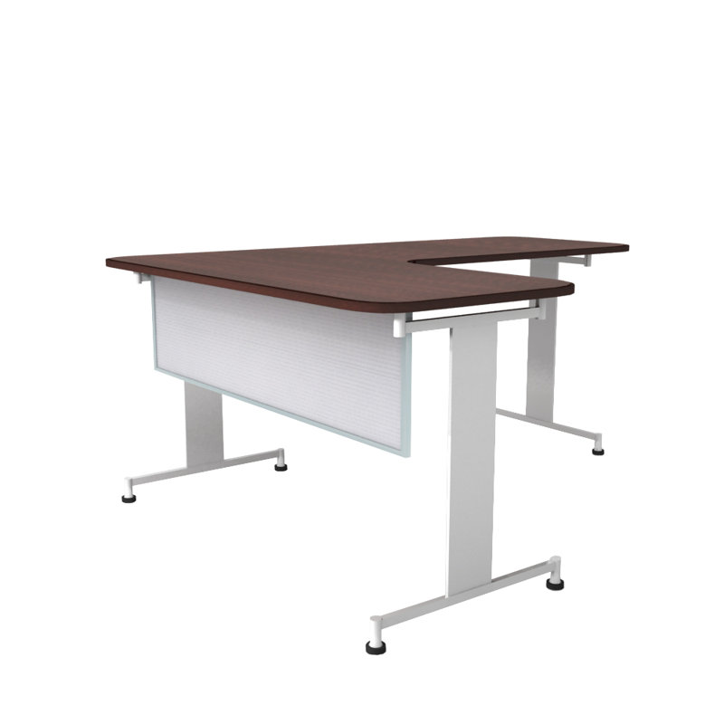 Panneau d'intimité de bureau en polycarbonate, Blanc, Aluminium, H 18 po x l 66 po x P 0,63 po