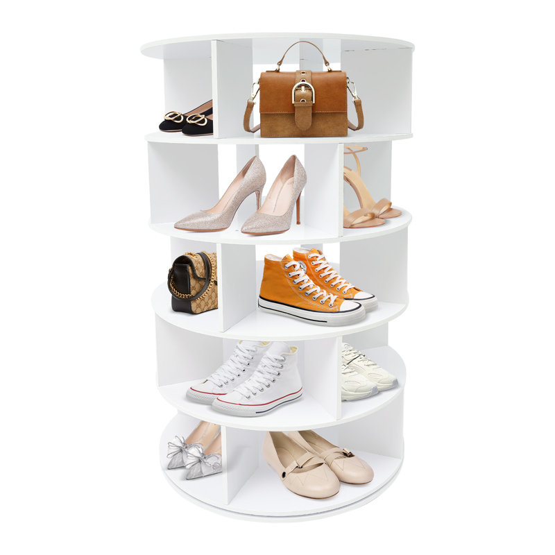 20 Pair Rotating Free Standing Shoe Rack, White