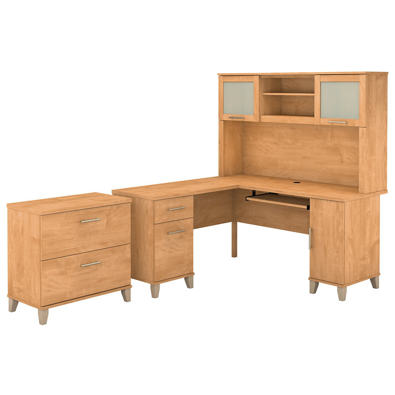 Magomed 3 Piece Computer Desk Office Set, Maple Cross