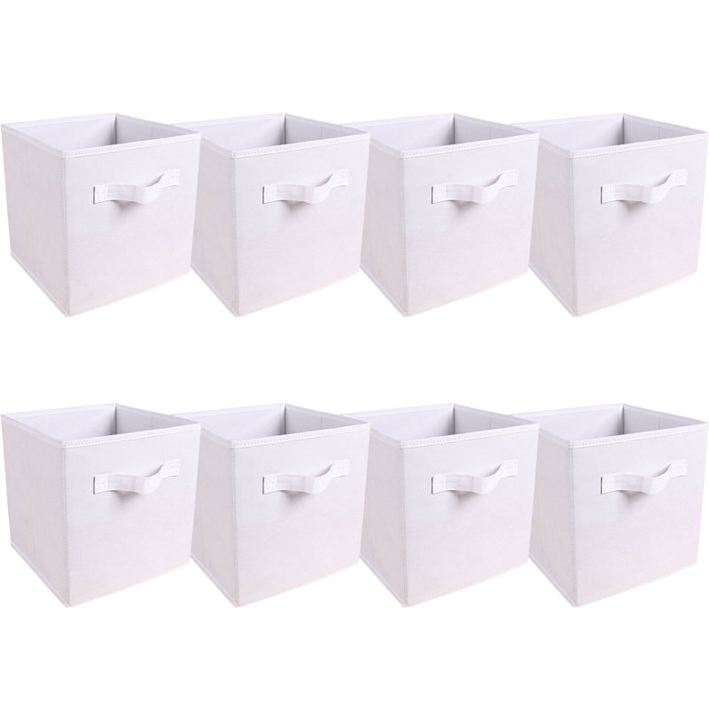 Fabric Cube Collapsible Storage Box, White