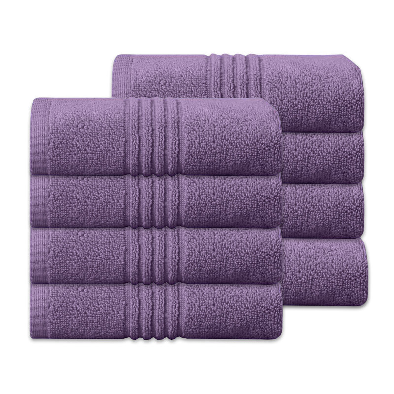 Ensemble de serviettes de bain 100% coton 100% coton zéro torsion Robbs Home Weavers 500GSM, 16 po x 24 po (8) (8 serviettes à main), mauve