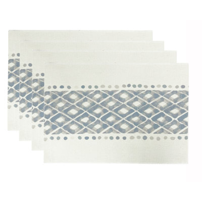 Ensemble de 4 napperons de table en coton tressé bleu-gris