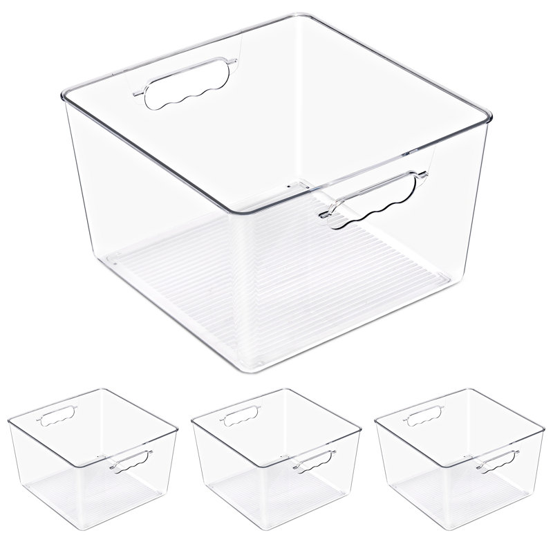 Grands bacs de rangement empilables carrés avec poignées Sorbus - pour rangement, garde-robe, tablette et rangement, paquet de 4