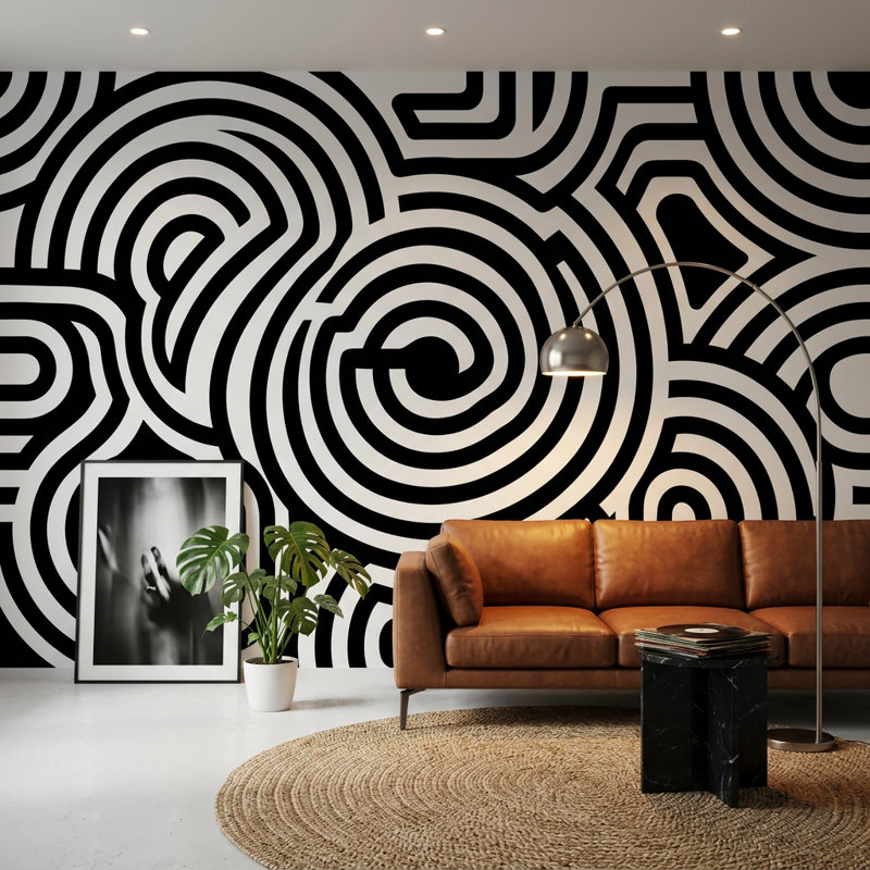 Murale Concentric Cercles, Texturé non collé, 120 po x 96 po
