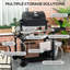 Chariot de barbecue extérieur avec tablette pliable, 46 po x 21,75 po, acier inoxydable, table de préparation, chariot de dessert mobile noir, côté