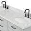 Meuble-lavabo double en bois massif de 66 po avec plateau en marbre de Carrare de 1,5 po Thornaby-1008703713-1047605994