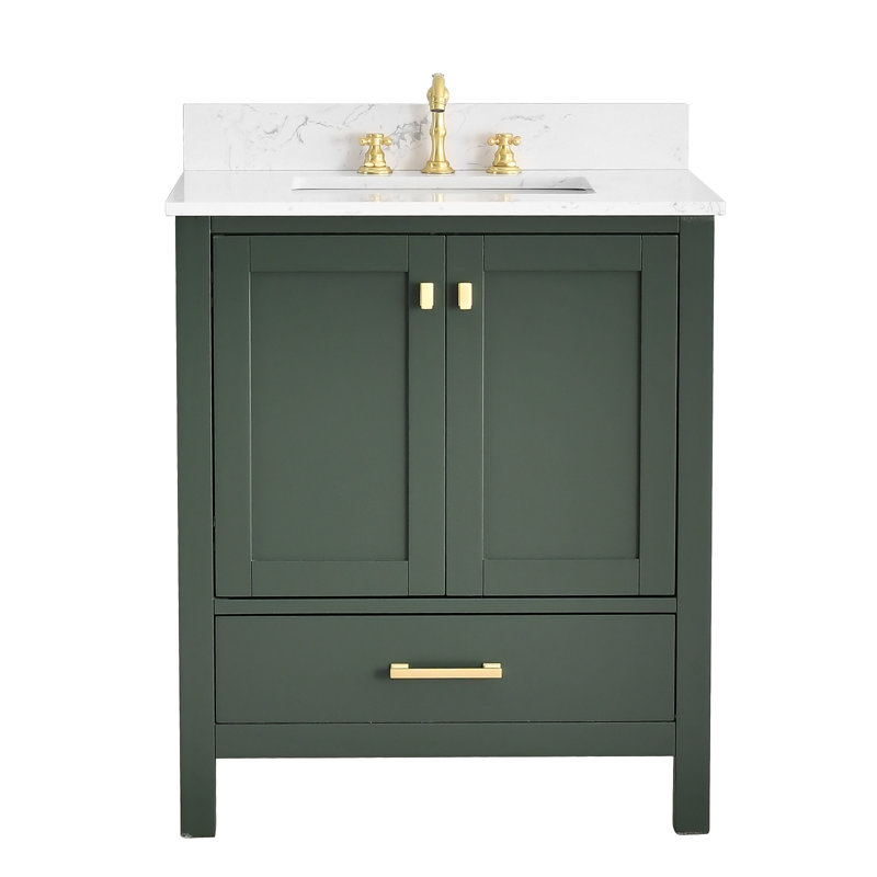 30-inch Bathroom Vanity With Engineered Stone Top, Green