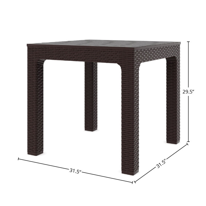 Sherrick Square Outdoor Dining Table , 31.5'' in. W 31.5'' in. D, Wenge Brown